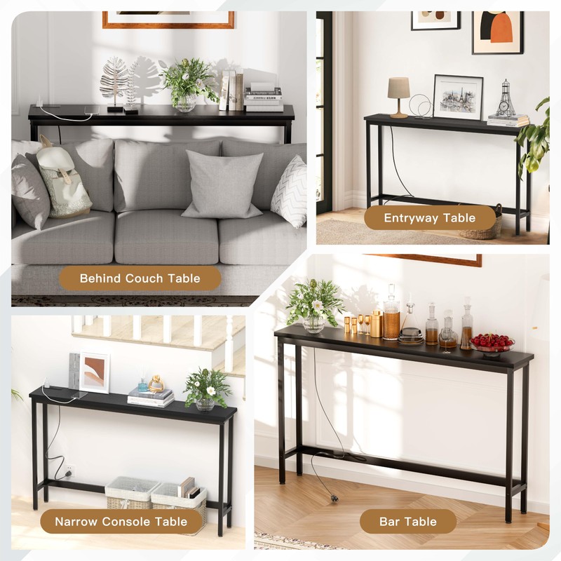 FAMIDGE 35'' High Behind Couch Table, Narrow Console Table with