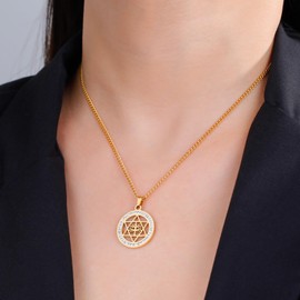 VASSAGO Tree of Life Necklace Star of David Necklace for Men Women Family Tree Jewellery Religious Judaica Gifts, Stainless Steel