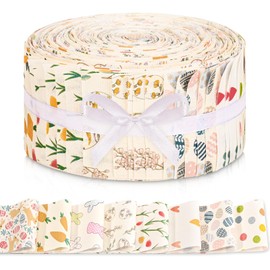 40 Pcs Easter Vintage Cotton Jelly Roll Easter Bunny Egg Carrot Fabric Strips for Quilting Crafting Precut Patchwork for Sewing DIY Crafts Cotton Fabric Bundles Strips 39.37 × 2.55 Inch (Pastel Green)