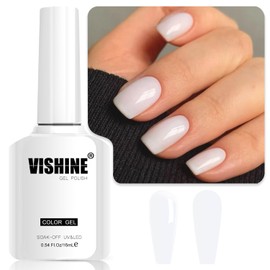 Vishine Neutral Gel Nail Polish 16ml Frosted White Milky Jelly Gel Polish Translucent Color Nail Gel Soak Off UV LED Nail Lamp Jelly Sheer Gel Polish Nail Art Gel 0.54Oz E020
