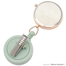 Fieldwork MOM020-3 Women's Pocket Watch, Analog with Reel, Luminous Moomin, Nurse Watch, S, Snafkin, Green, green, Modern