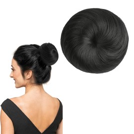 AYNKH Hair Bun, Donut Style, Artificial Round Wig for Ballet Lady Girl, Black