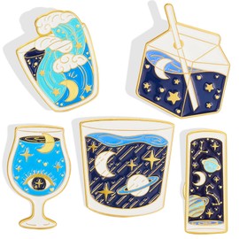 5 Pcs Enamel Pins Set Cute Solar System Laple Pin Novelty Starry Metallic Space Pins Cartoon Brooch Pin Badges for DIY Clothes Bag Hat Jacket Backpack Accessories Gifts
