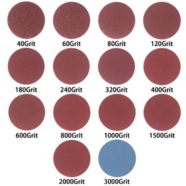 Wanmutrun Pack of 140 50 mm Velcro Sandpaper 40-3000 Grit, Sandpaper Velcro Set with Adapter for Polishing Pad, Aluminium Oxide, for Angle Grinder, Bench Grinder, Drill