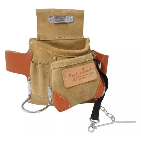 Undisclosed Leather Electrician's Tool Pouch with Tool Hangers and Multiple