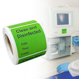 Clean and Disinfected Indication Label - 2"x2" Writable Self Adhesive Decal Sign Sticker for Lab, Hotel, House Rental, 1 Roll (250 Pcs/Roll)