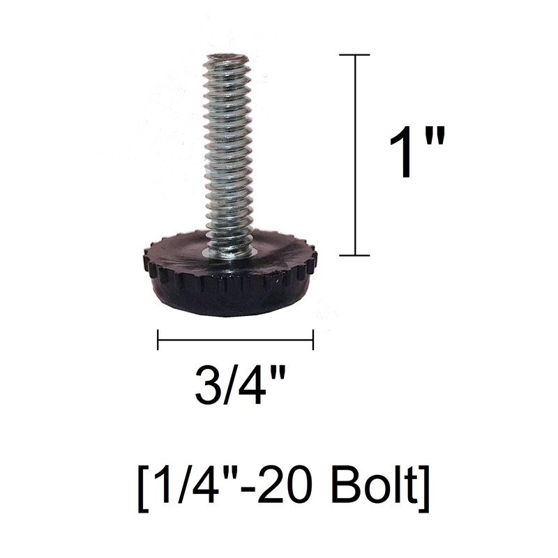 1/4-20 Furniture Levelers Adjustable Black Glides (4)
