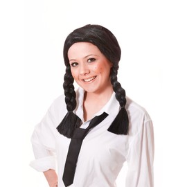 Schoolgirl Pigtails Plaited Female Fancy Dress Wig - Black