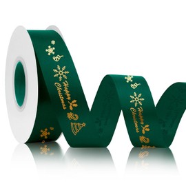 Christmas Ribbon Green Ribbon for Gift Wrapping 25 Yards Christmas Tree Ribbon Hair Ribbon Christmas Snowflake Ribbon Wired for Gift Wrapping Christmas Tree Garland Decoration DIY Craft 1 Inch