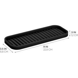InterDesign Lineo - Separador de Fregadero (Silicona), Bandeja de Fregadero, Negro, 9" x 3.5" x .5", 1, 1
