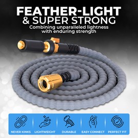 TITAN Garden Hose 10FT | NON-EXPANDING Durable, Flexible, Ultra Lightweight, Extra Strength Fabric Hybrid Water Hose, Heavy Duty Brass Connectors, With Jet Nozzle For Home, Marine, RV