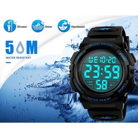 MJSCPHBJK Mens Digital Sports Watch, Waterproof LED Screen Large Face Military Watches for Men