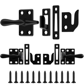 Hicarer 2 Pack Window Sash Lock 1-7/8 Inch Casement Window Lock Latch Replacement for Home Casement Windows (Matte Black)