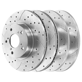 AutoShack Front and Rear Drilled Slotted Brake Rotors Silver Set of 4 Replacement for 2009-2015 Honda Pilot 2007-2009 2010 2011 2012 2013 Acura MDX 2010-2013 ZDX 3.5L 3.7L V6 AWD FWD BRKPKG039000
