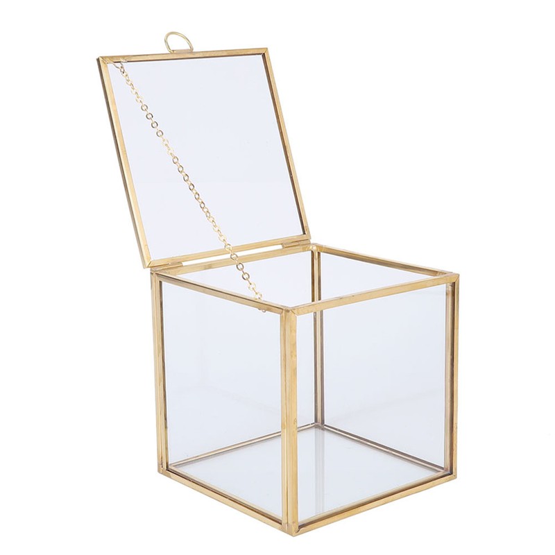 Gold Edge Geometric Glass Plant Planter Succulent Plants Container Home