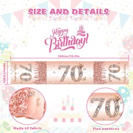 Happy Birthday Table Runners Rose Gold Happy 70th Birthday Table Runner For Women 70 Years Old Birthday Table Runner Birthday Table Linens For Birthday Celebration Party Table Decorations 180x35cm