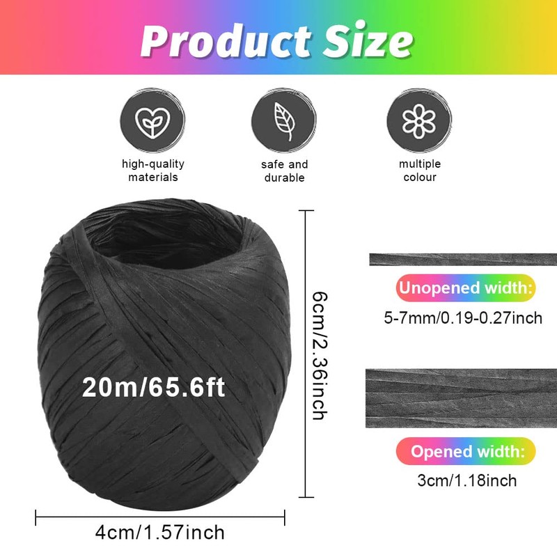 SIYINGSAERY 15 Rolls Raffia Paper Ribbon Twine Strings 15 Colours