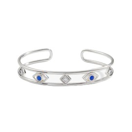 Alex and Ani AA765823SS,Evil Eye Crystal Cuff,Shiny Silver,Blue, Bracelets