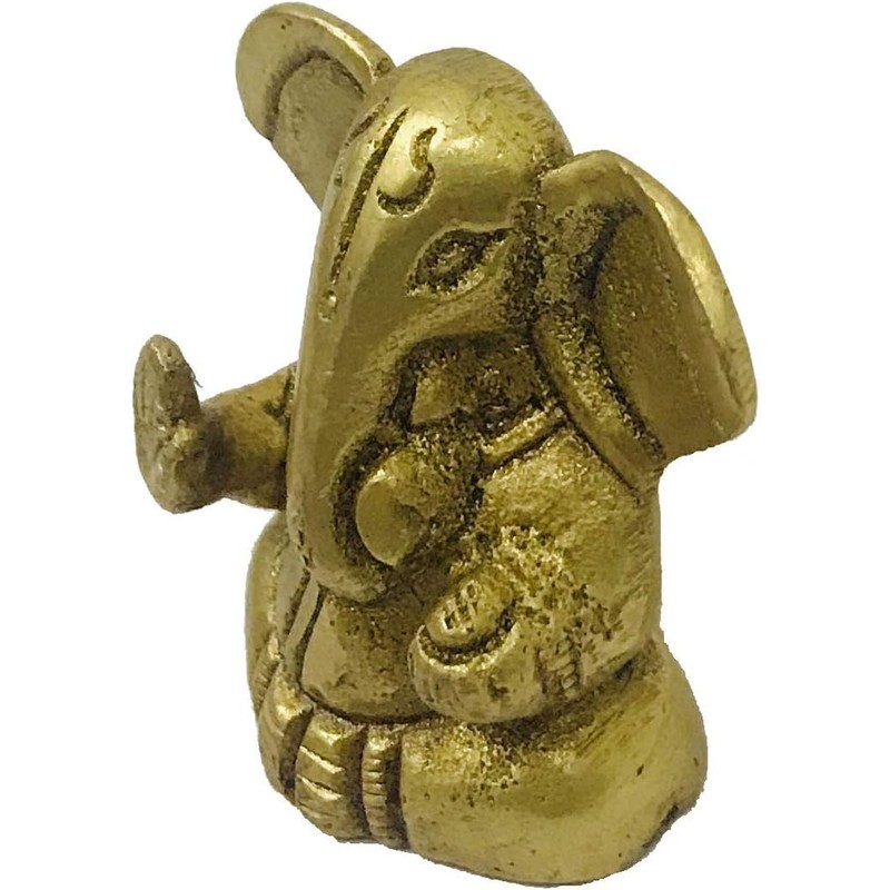 Mini Ganesha Brass Statue Diwali Poojan Ganesh Ji Ganpati Figurine