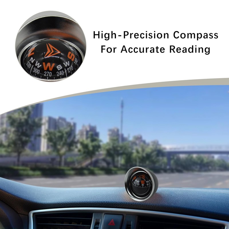 Black Adjustable Ball Night Vision Compass Boat Compass Dash Mount,