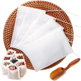100 Pcs Cotton Muslin Drawstring Bags, Reusable Drawstring Bags for Filtering, Isolating Tea and Coffee Grounds (5 * 7 cm)