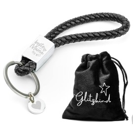 Glitzkind Keyring with Engraving for Mum, Grandma, Dad, Girlfriend, Heart Pendant Gift for Mum, Mother's Day, Birthday, Christmas, Key Ring, Car Key, Silver, black, Einheitsgröße