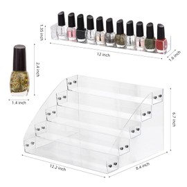 Clear Nail Polish Display Holder Organizer, Yebeauty 5 Layers Acrylic Organizer Storage Tray Rack Stand Holder for Cosmetic Eyeglasses Lash Display
