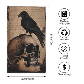 WUJINGQP Edgar Allan Poe The Raven Skull Hand Towels 27.5x16in, Wash Cloths Soft Towel for Home Hotel Gym Laundry Room Bathroom