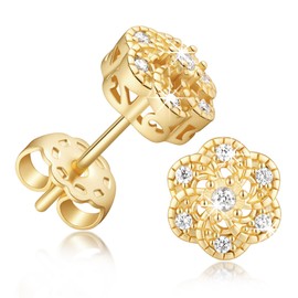 Fureylenx 14K Gold Earrings for Women Gold Studs Earrings for Women 8mm