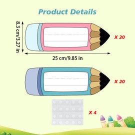 Wonmon 40 Pencil Classroom Name Tags for Desk, Pencils Style Student Nameplates for Classroom Cubbies, Student Desk Name Tags Classroom Name Plates, 10 x 3.3 inch