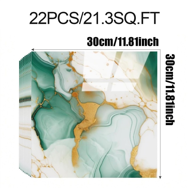 Chejiaye 22pcs Marble Peel and Stick Backsplash Waterproof Washroom Wall