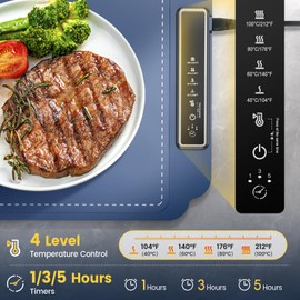 Kourice Warming Mat for Food, Food Warmer with 4 Level Adjustable Temperature, Full Surface Heating, Rollable & Portable Food Warming Mat，Electric Warming Tray for Buffets Party and Home Daily Use