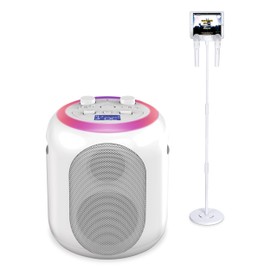 Singing Machine Singing Machine SMC2040S Ultimate Karaoke System, 50 watts System, Sing Cast Video Streaming and Pitch Lab Technology with Rechargeable Battery and Two Wireless Mics, White