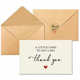 Thank You Cards, Pack of 4, Bulk Thank You Notes with Envelopes, Great for Watercolor, Weddings, Baby & Bridal Showers, Graduations, Funeral (Peach Heart)