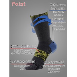Yutaka Make SWYC-C52 Anti-Tear Socks, Round End, 5 Toe Crew, Assorted, 2 Pairs Set, 9.8 - 10.6 inches (25 - 27 cm), Anti-Bacterial, Odor Resistant, For Work, Slip Support, Heavy Duty, Safety Shoe