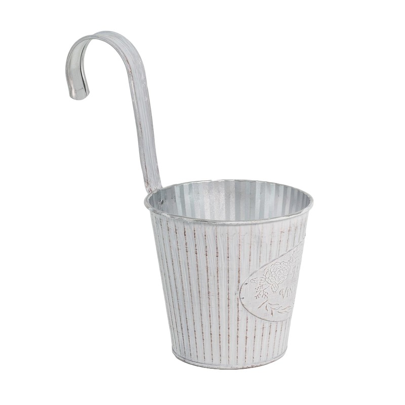 DARO DEKO Metal Hanging Pot, White, Diameter 13 cm, Set