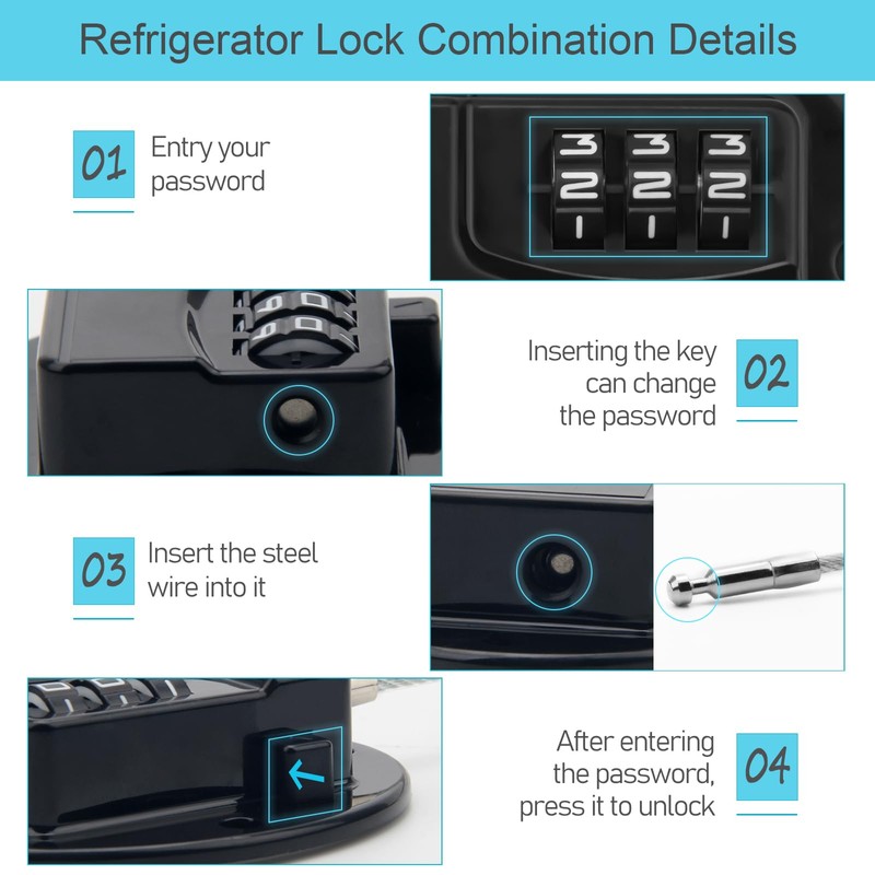 New Upgraded Fridge Door Locks, Windspeed 2Pack Refrigerator Lock Combination