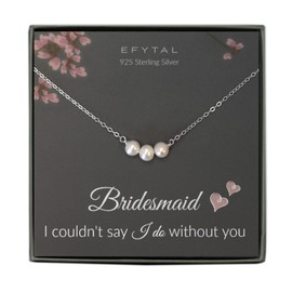EFYTAL Bridesmaid Gifts, 925 Sterling Silver Cultured Freshwater Pearl Necklace for Bridesmaids, Bridesmaid Proposal Gift, Pendant Jewelry for Women (7 Pearl Necklace)