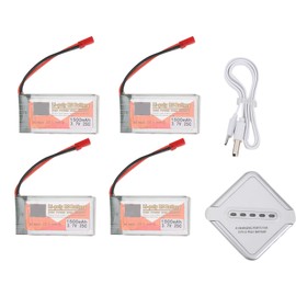 4Pcs Lipo Battery 1500mAh 3.7V 25C JST Head Lithium Battery for Remote Control Cars Helicopters Boats