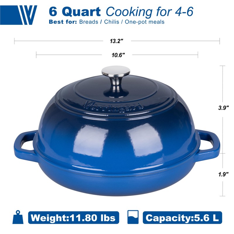 VORRINGARD Enameled Cast Iron Dutch Oven Pot with Lid, Bread