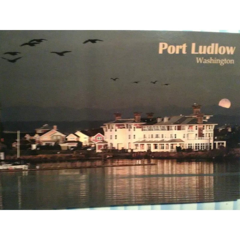 THE PACIFIC NORTHWEST BEAUTIFUL POST CARD MOONLIGHT OVER PORT LUDLOW