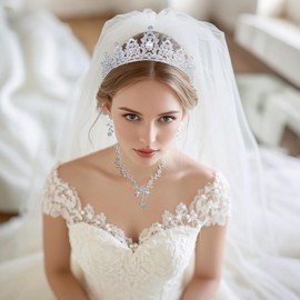 DRESHOW Birthday Crown for Women Birthday Crystal Rhinestone Tiara for Girls Decorations Hair Accessories Wedding Tiara Glitter Princess Crown Headbands for Party