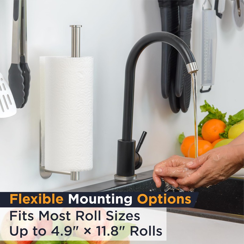 Deiss Pro Paper Towel Holder – Under Cabinet, Wall Mount,