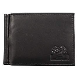 Rico Louisiana State LSU Genuine Black Leather Money Clip Wallet with RFID Blocking