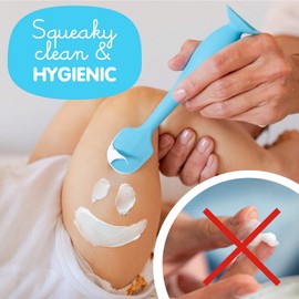 Bumco Baby Bum Brush - BPA-Free Diaper Cream Spatula with Suction Cup Base, Soft & Flexible Silicone, Wipe-Clean, Mom-Invented Diaper Bag Essentials (Blue)