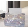 Bling Tissue Box Cover Silver Leather Tissue Box Holder Diamond