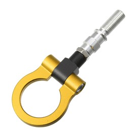 X AUTOHAUX Gold Tone Aluminum Alloy Round Front Rear Bumper Trailer Ring Eye Towing Tow Hook Screw for Mazda 3 2004-2009