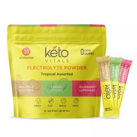Keto Vitals Tropical Electrolyte Powder Stick Packs Tropical Assorted 30CT