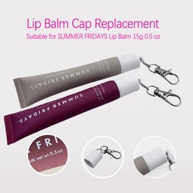 CAVEKEAP 4 PCS Keychain Cap Compatible with Summer Fridays 0.5 Oz Lip Balm, Portable Holder Keychain Cap For Summer Fridays 0.5 Oz Lip Repair Tubes White red pink