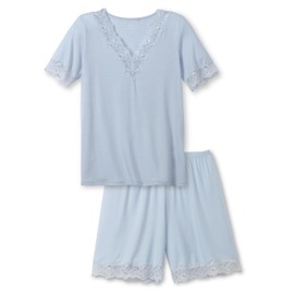 CALIDA Elegant Dreams Women's Short Pyjamas Airy Cut with Lace Detail, Flowing and Cuddly, Harmony Blue